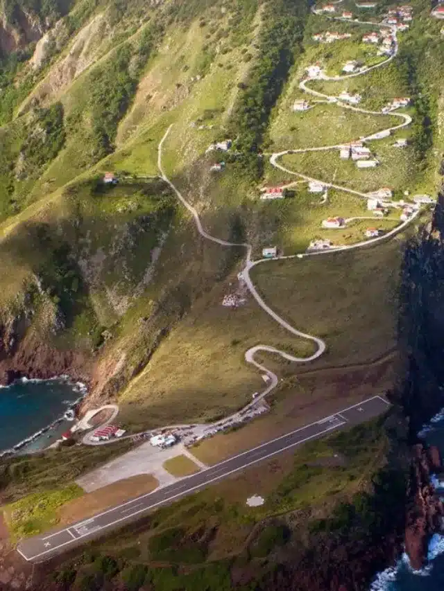 Worlds shortest commercial runway just 1312 feet, Saba Caribbean Islands.